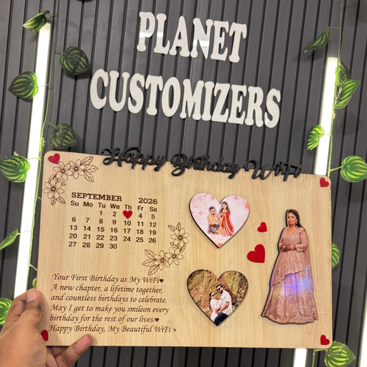 Personalised Wooden Birthday Calendar Photo Frame