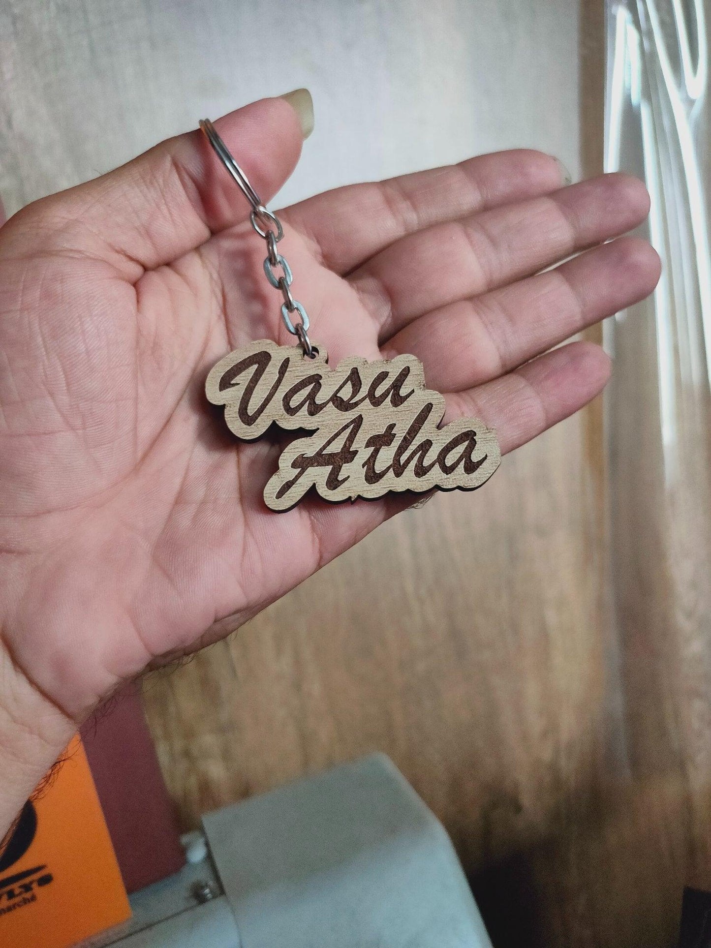 Wooden Engrave Name Keychain - Planet Customizers
