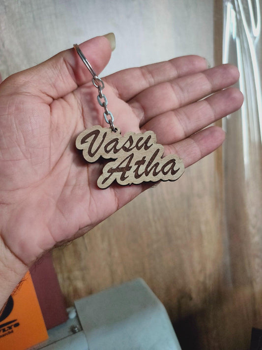 Wooden Engrave Name Keychain - Planet Customizers