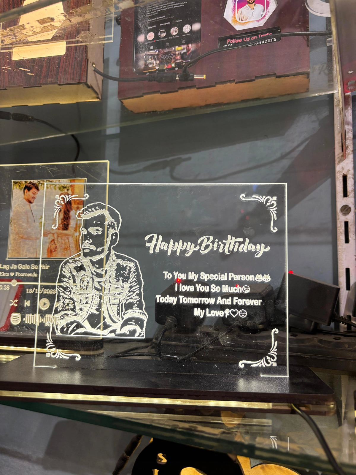 Premium Transparent Acrylic Engraved LED Photo Frame