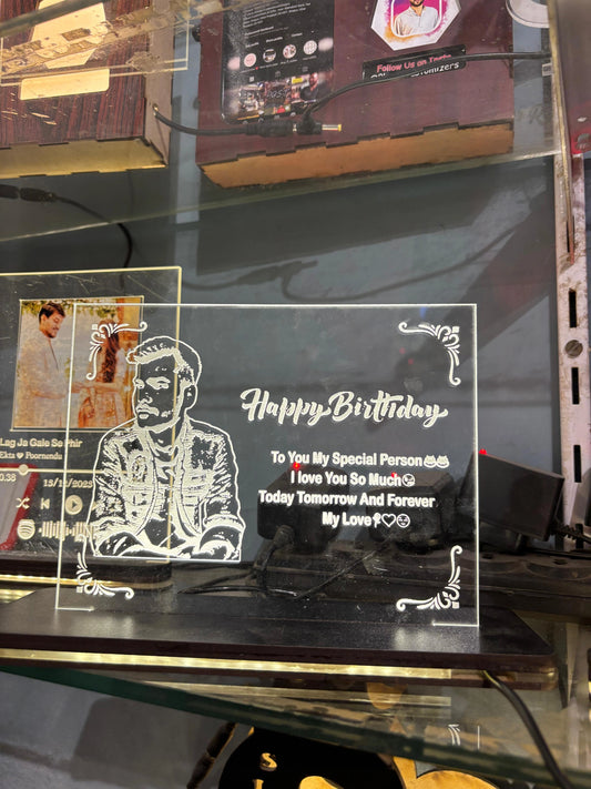 Premium Transparent Acrylic Engraved LED Photo Frame