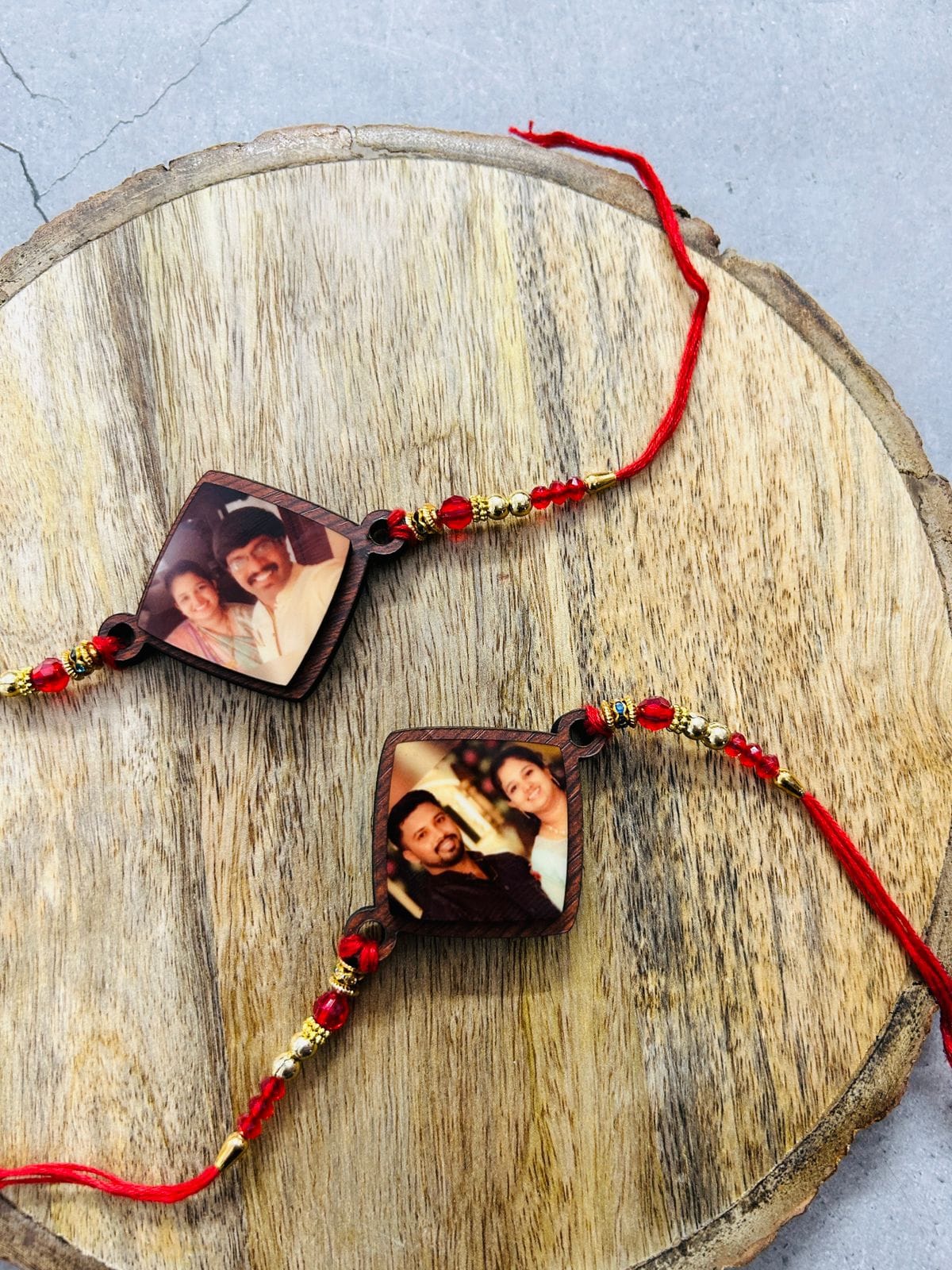 Square Wooden Photo Rakhi